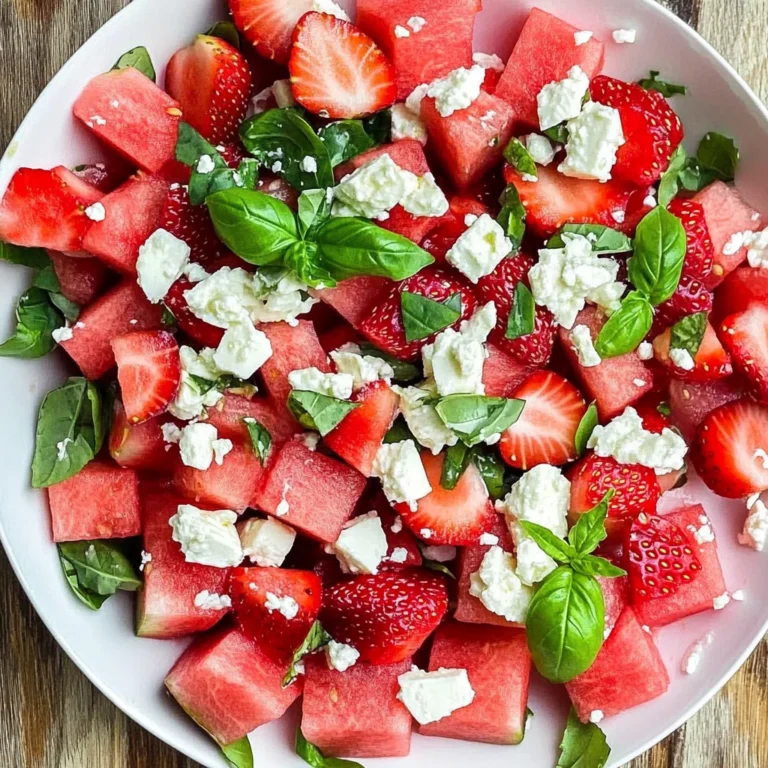 4 Ingredient Watermelon Feta Basil Salad