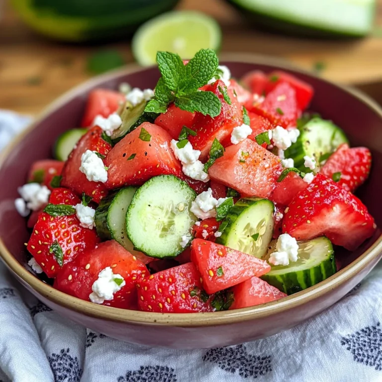 Cucumber Watermelon Strawberry Salad