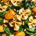 Mandarin Pasta Spinach Salad with Teriyaki Dressing