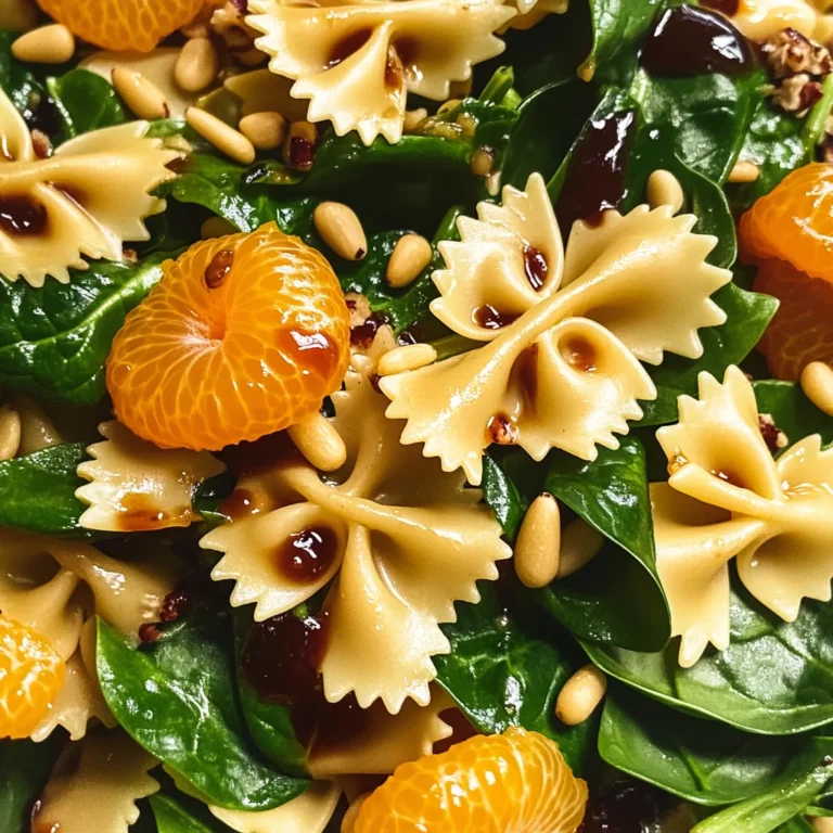 Mandarin Pasta Spinach Salad with Teriyaki Dressing