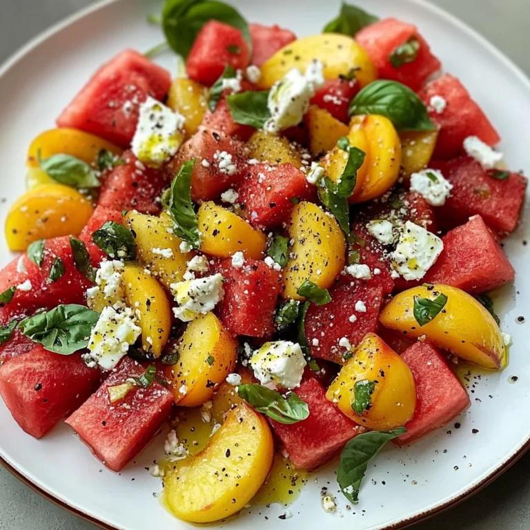 Refreshing and Juicy Watermelon Peach Salad for Hot Summer Days
