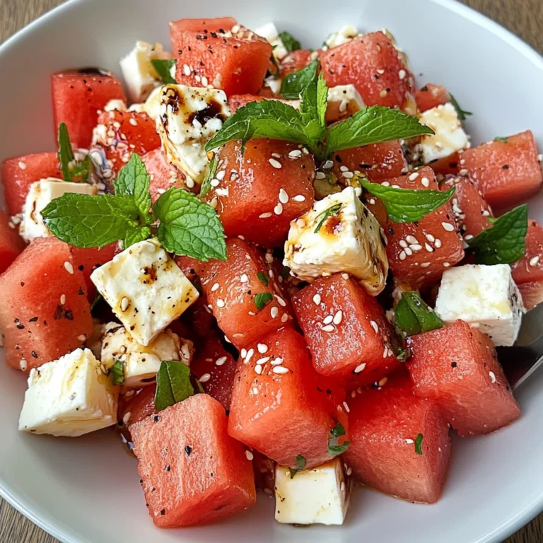 Watermelon and Feta Salad with Honey Balsamic Vinaigrette