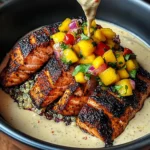 Blackened Salmon Bowl With Mango Salsa & Chipotle Crema