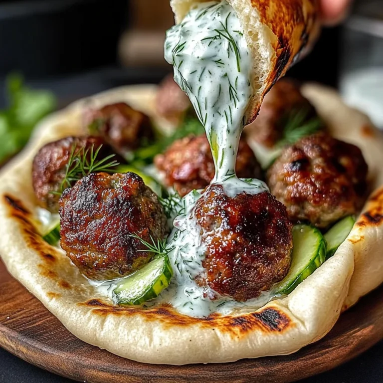 Greek Meatball Pitas With Cucumber Yogurt Sauce