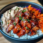 Korean Bbq Chicken Bowls With Gochujang Cream Sauce