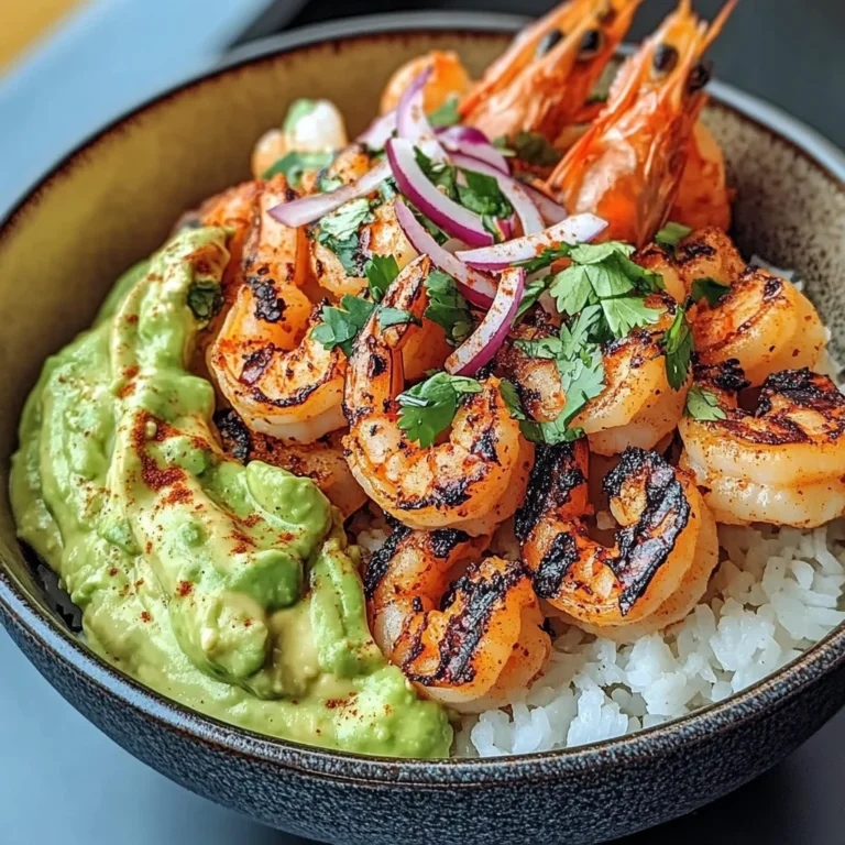 Shrimp Bowl With Avocado Guacamole & Creamy Sauce